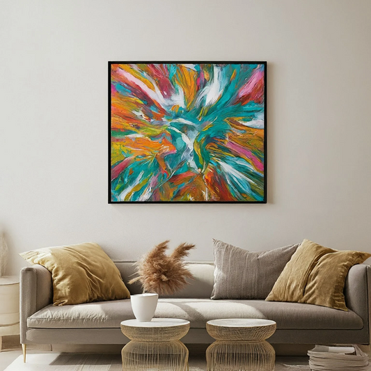 Canvas Oil Painting in a contemporary floater picture frame