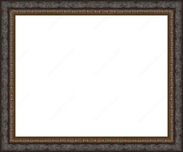 Ornate Black and Gold Picture Frame 2 Inch Width Gallery Quality Wood Moulding