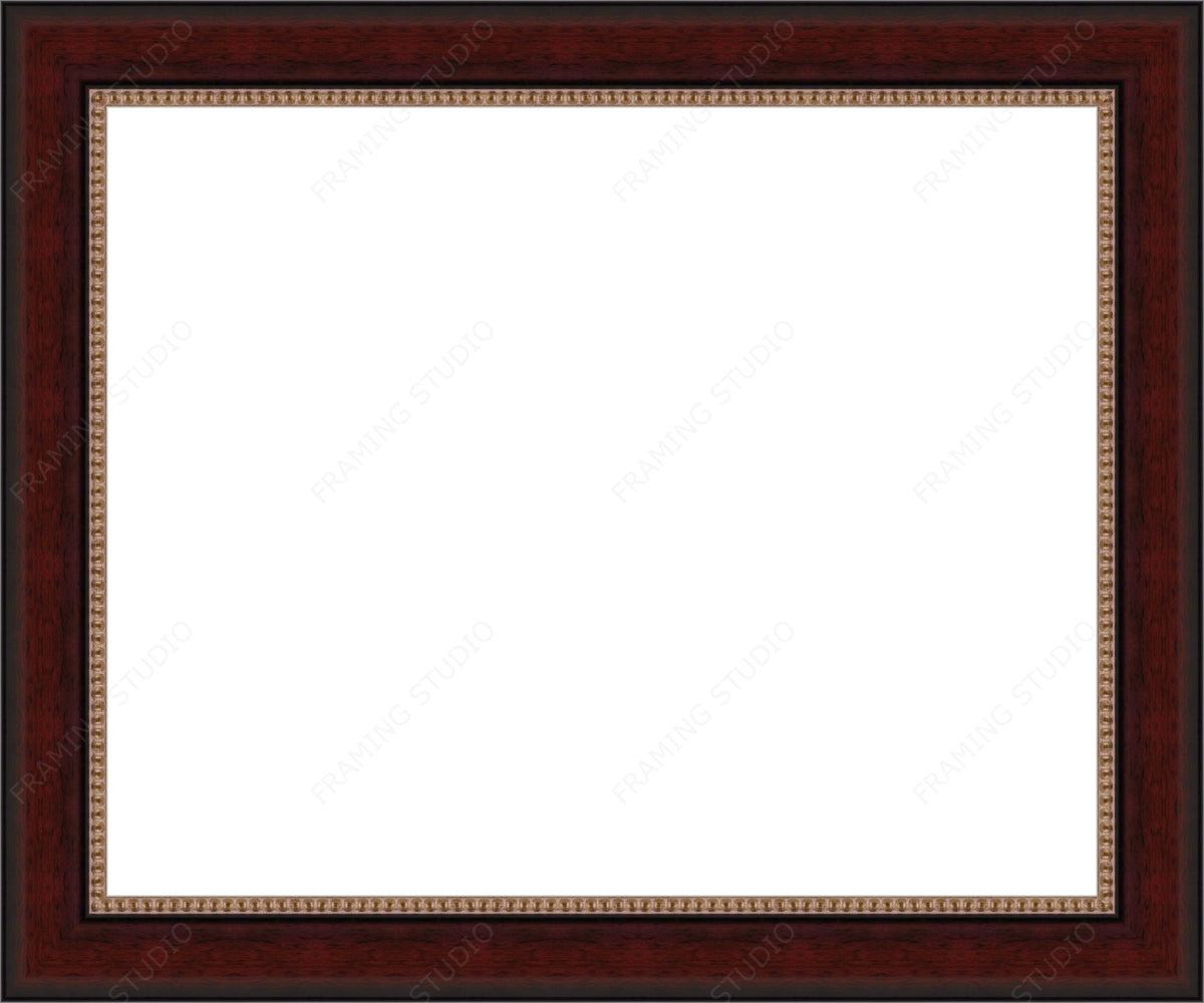 Mahogany and Gold Picture Frame 2.125 Inch Width Gallery Quality Wood Moulding