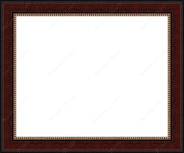 Mahogany and Gold Picture Frame 2.125 Inch Width Gallery Quality Wood Moulding